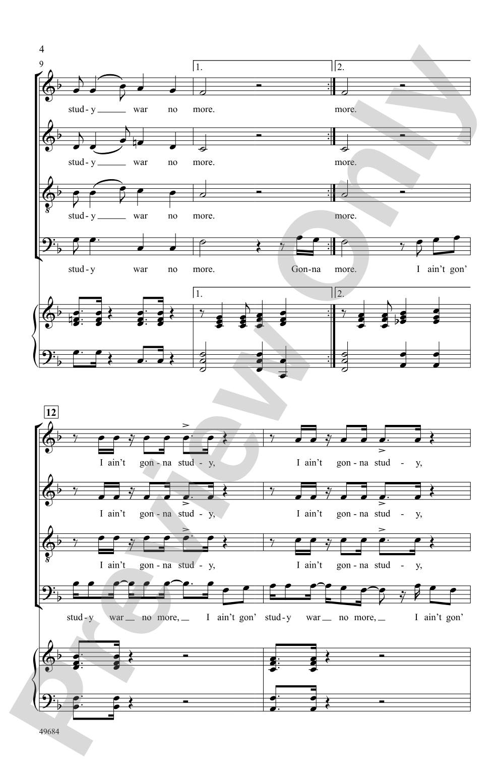 Down by the Riverside: SATB Choral Octavo