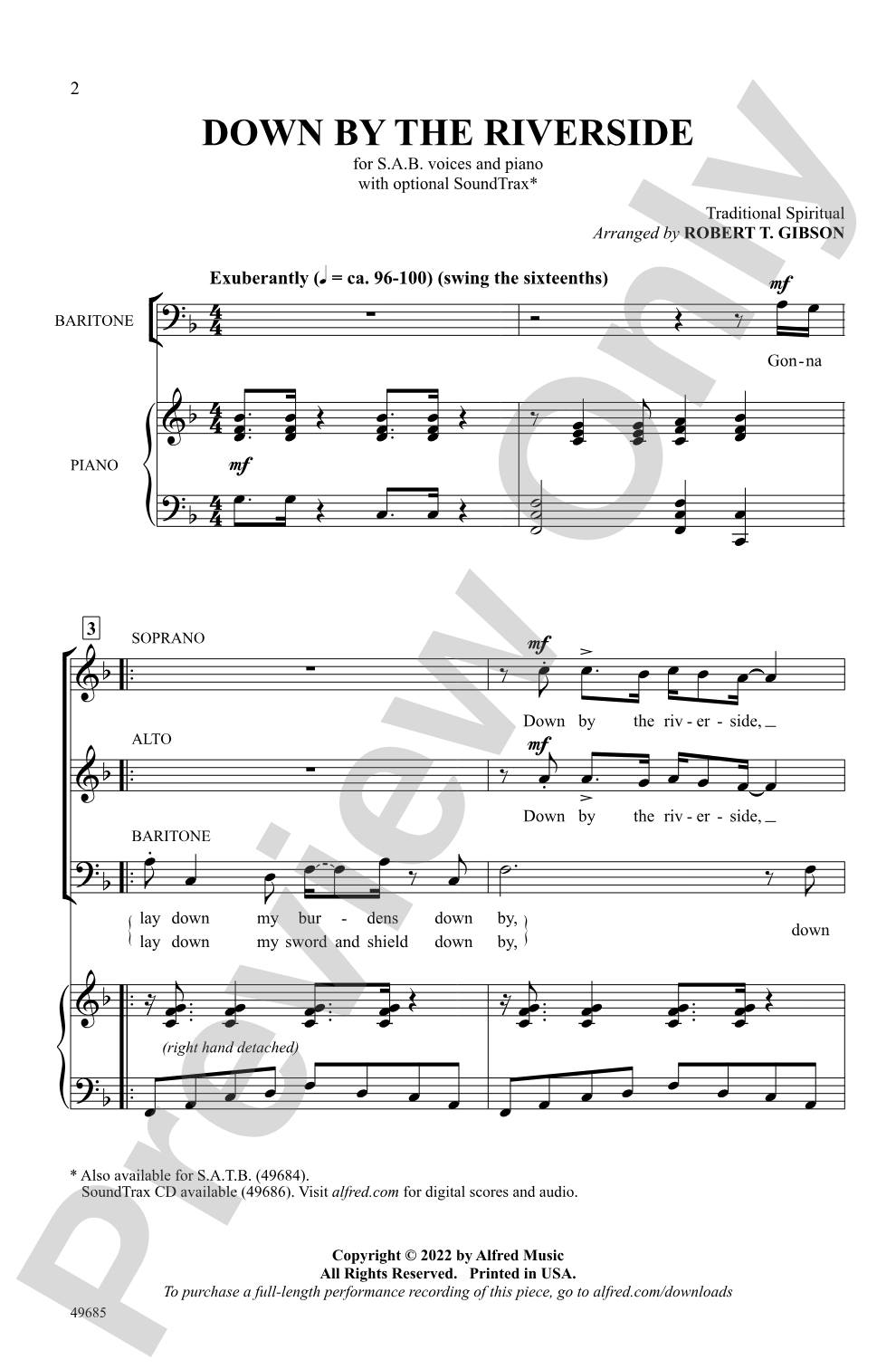 Down by the Riverside: SAB Choral Octavo