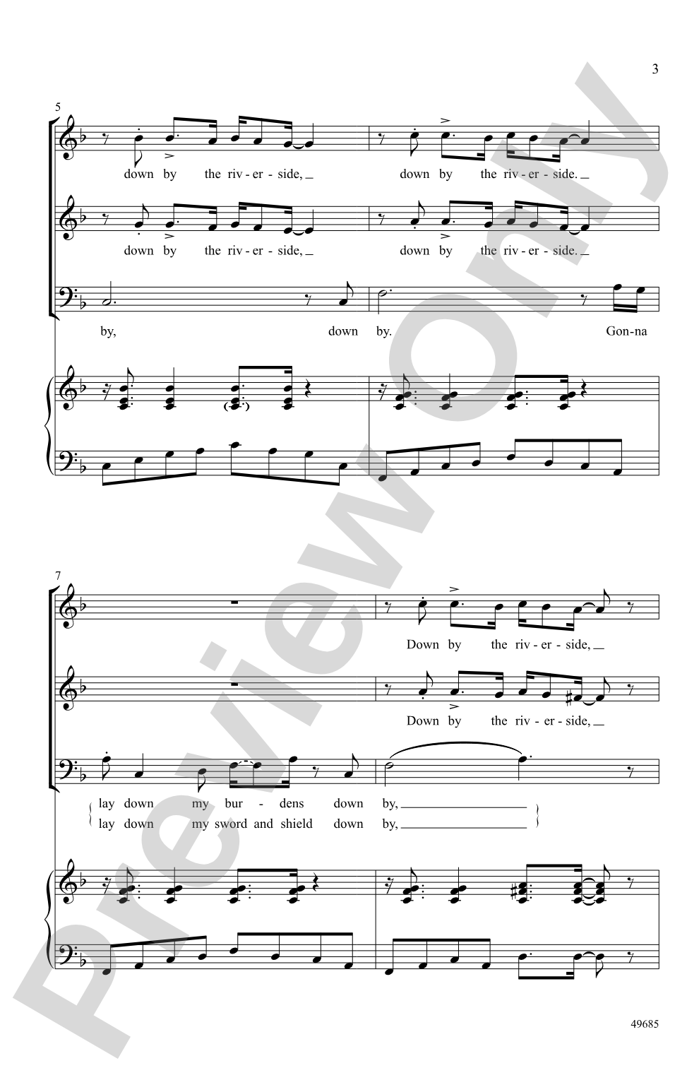 Down by the Riverside: SAB Choral Octavo