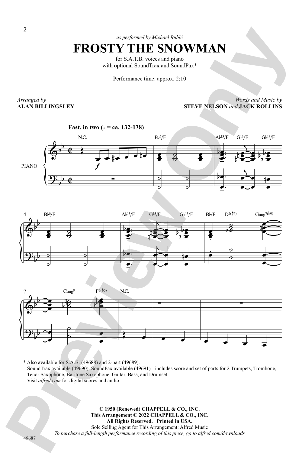 Frosty the Snowman: SATB Choral Octavo