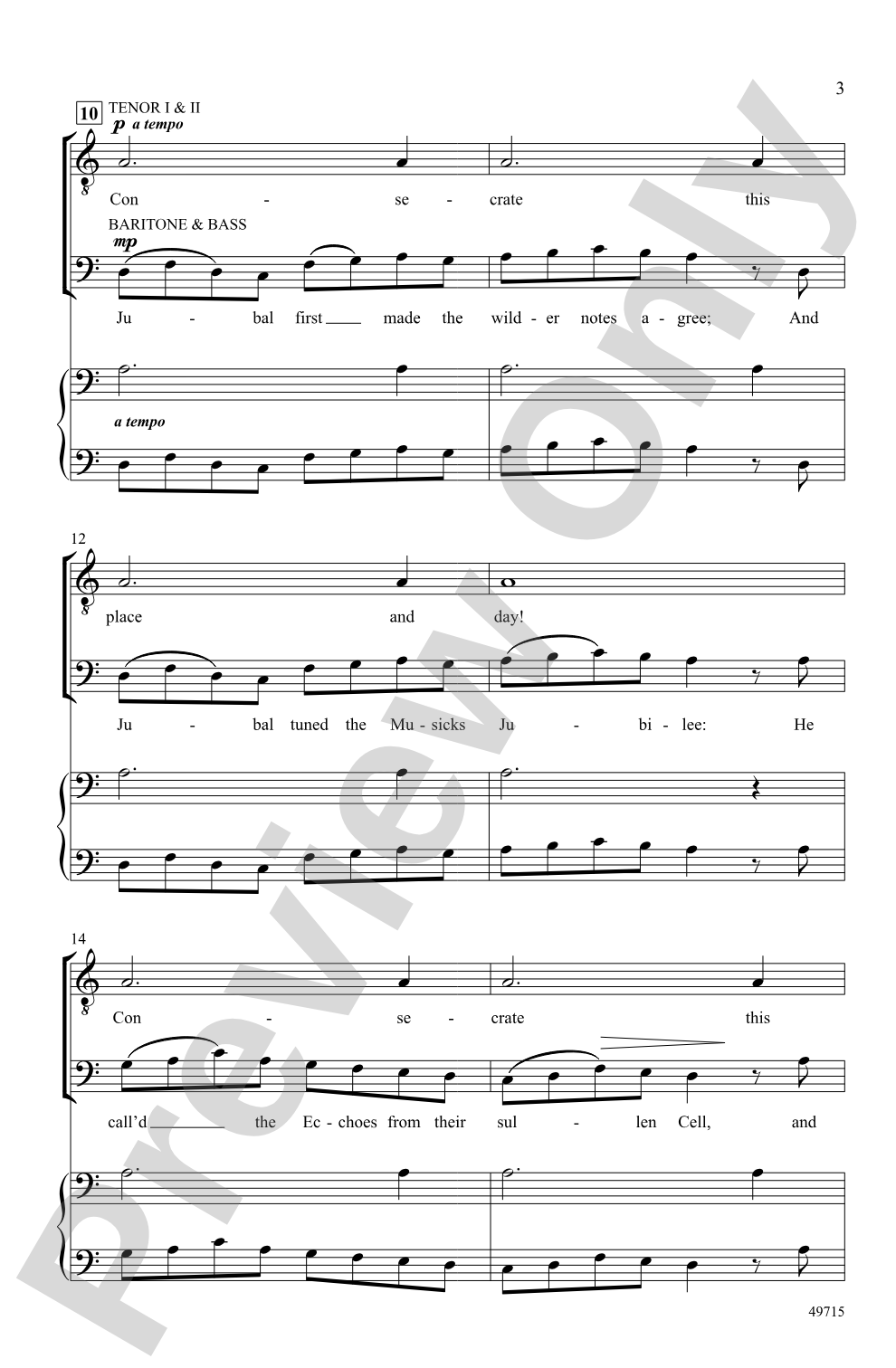 Musicks Empire: TTBB, <i>a cappella</i> Choral Octavo