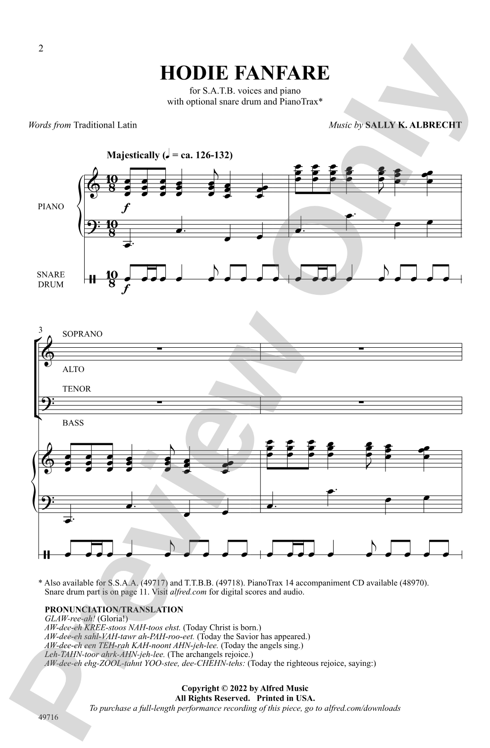 Hodie Fanfare: SATB Choral Octavo
