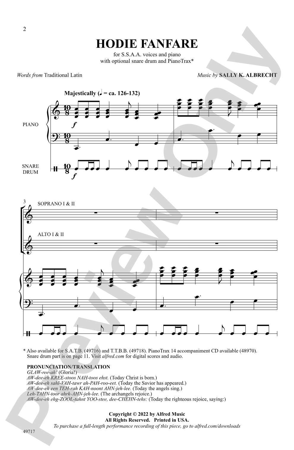 Hodie Fanfare: SSAA Choral Octavo