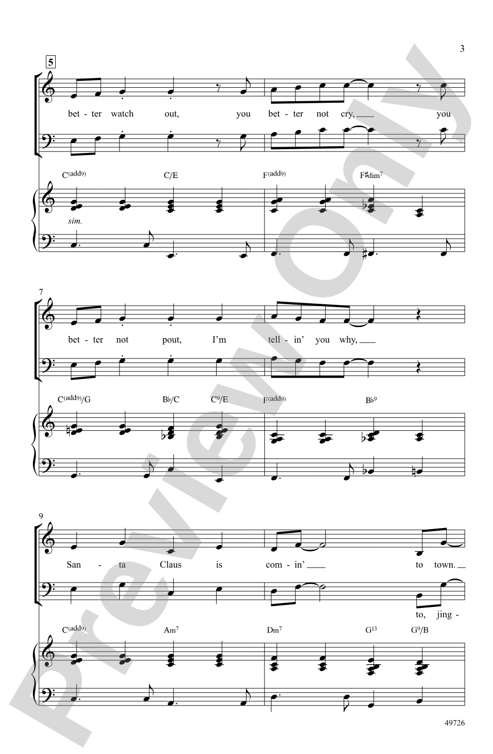 Santa Claus Is Comin' to Town: SAB Choral Octavo