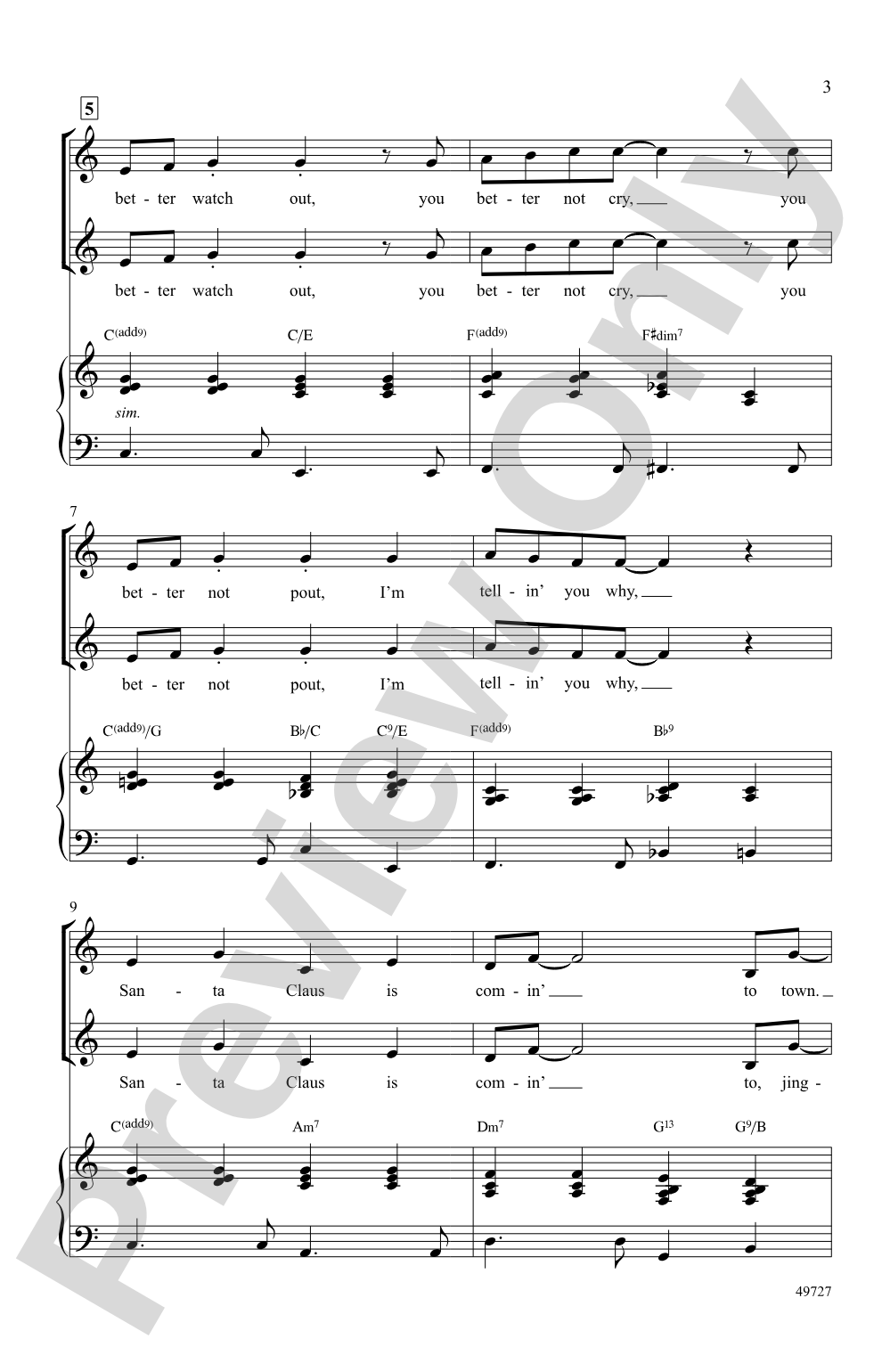 Santa Claus Is Comin' to Town: SSA Choral Octavo