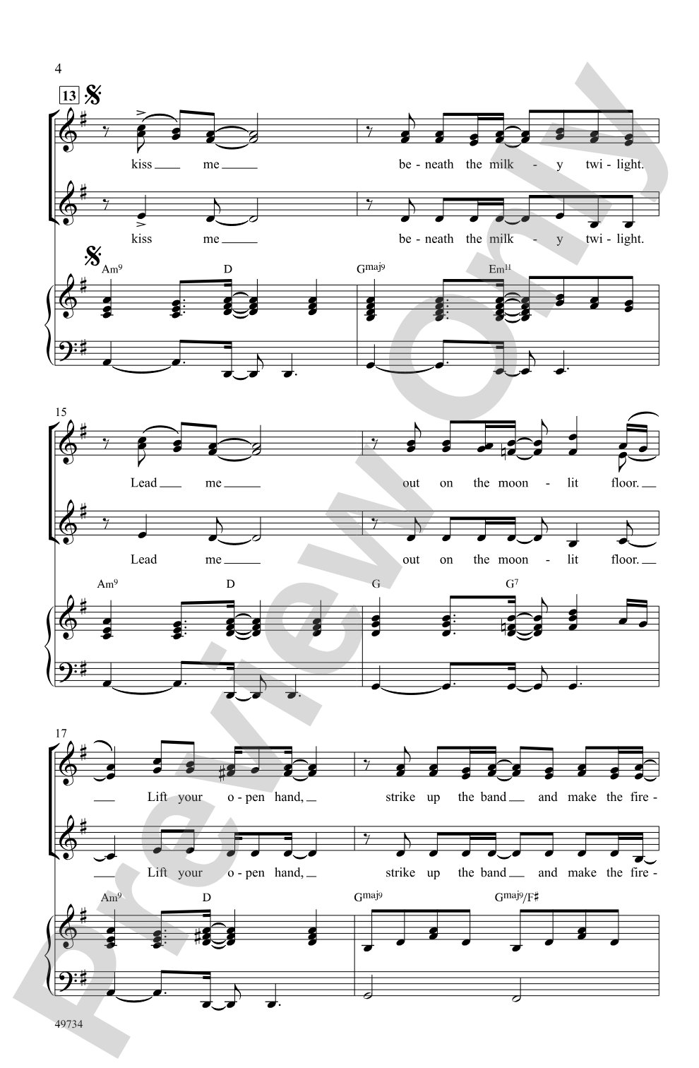 Kiss Me: SSA Choral Octavo