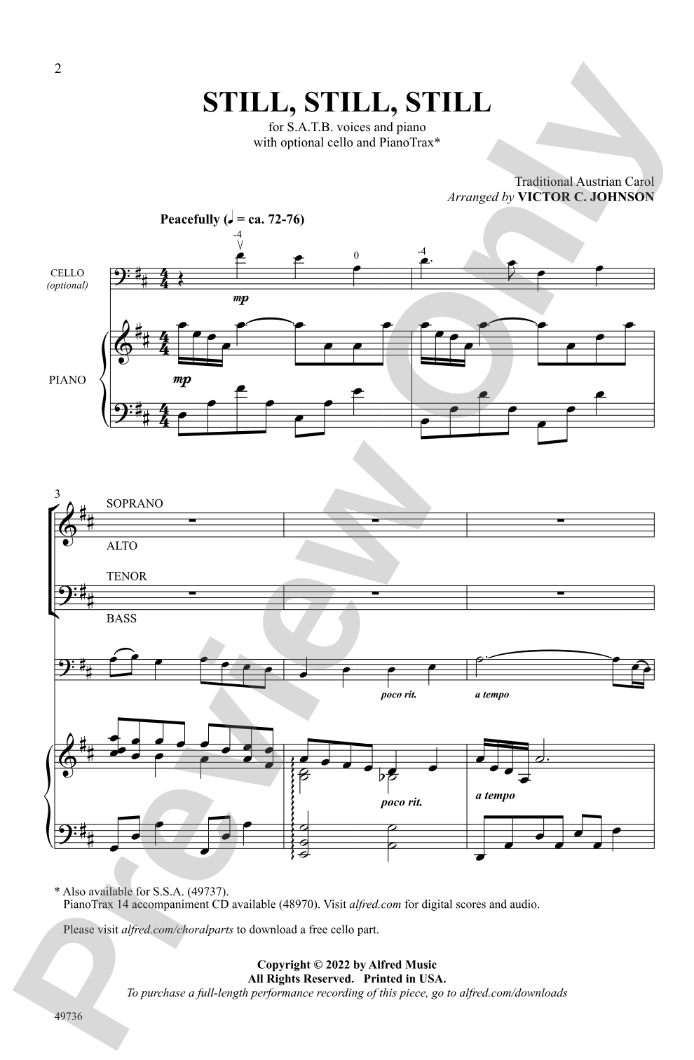 Still, Still, Still: SATB Choral Octavo