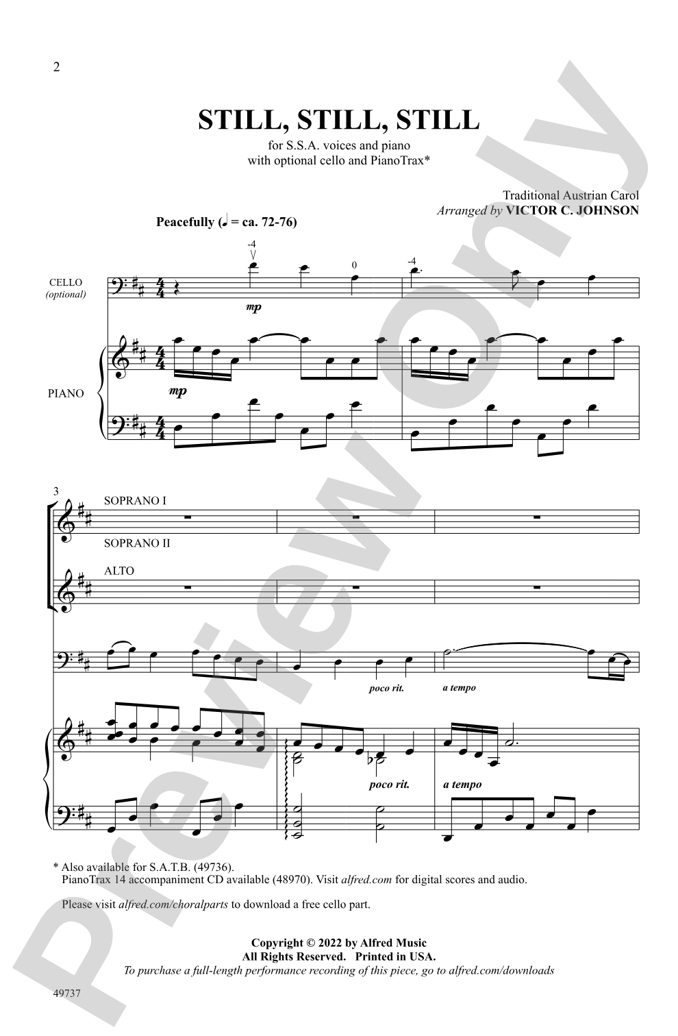 Still, Still, Still: SSA Choral Octavo