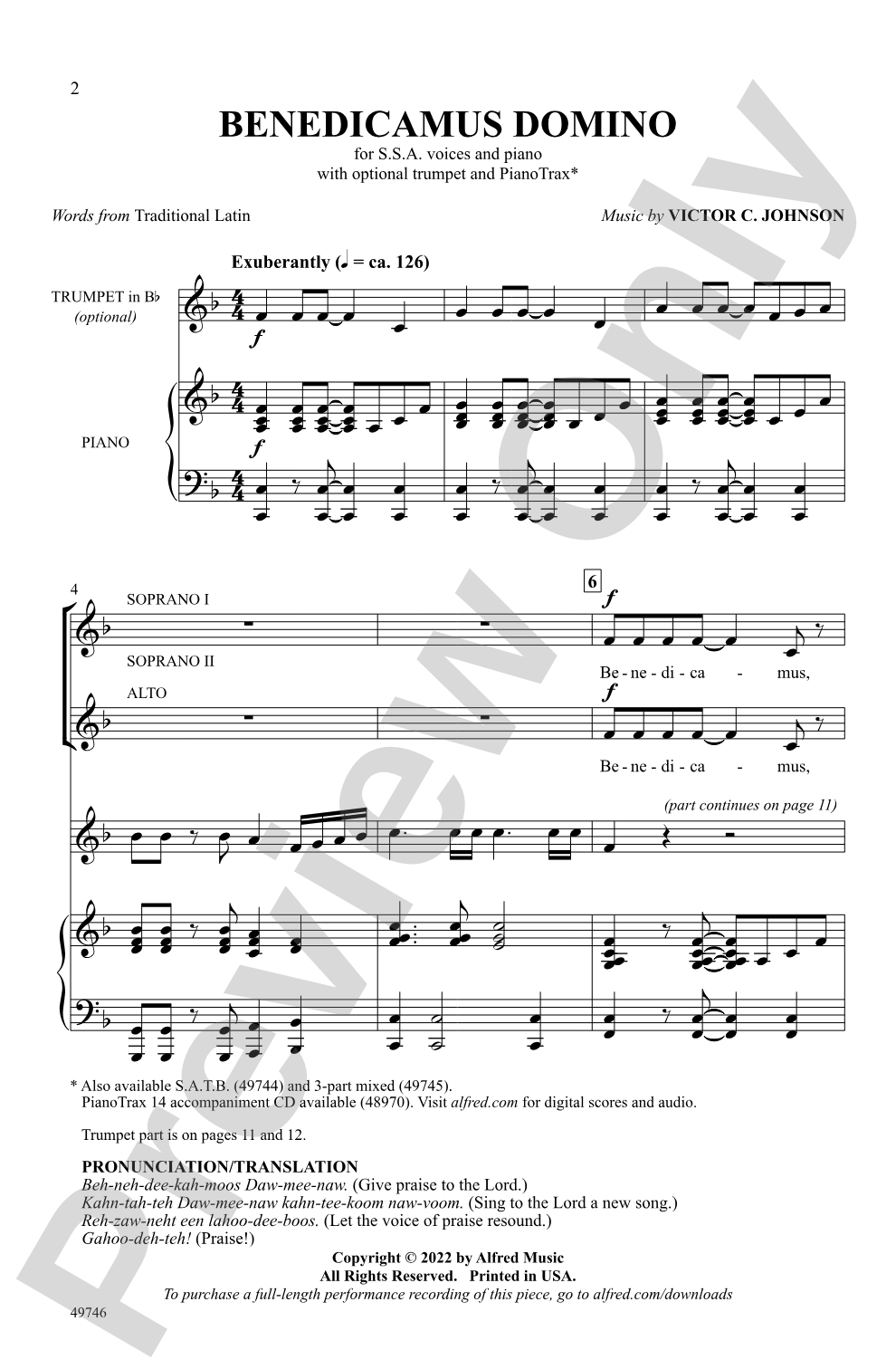 Benedicamus Domino: SSA Choral Octavo