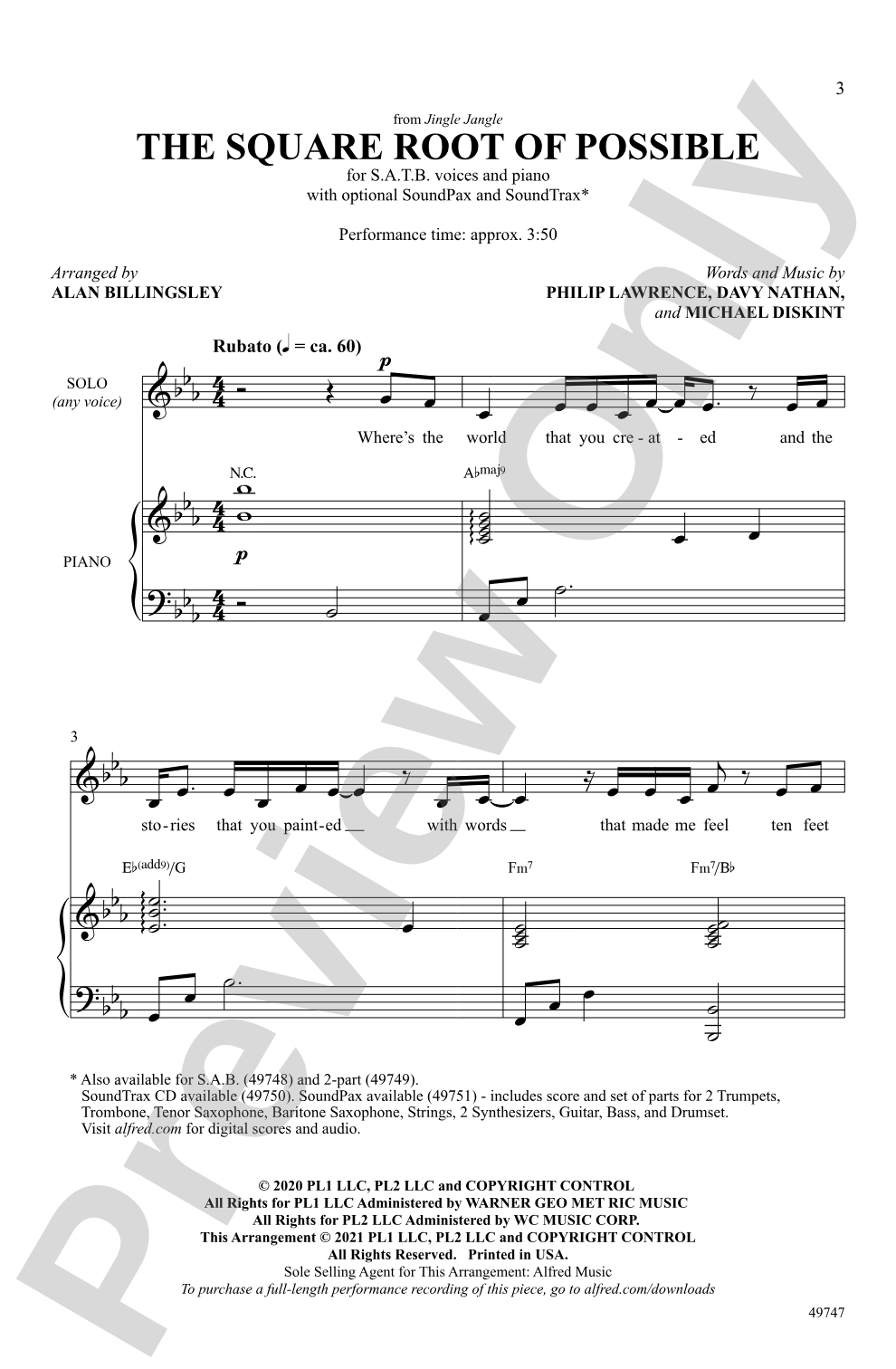 The Square Root of Possible: SATB Choral Octavo