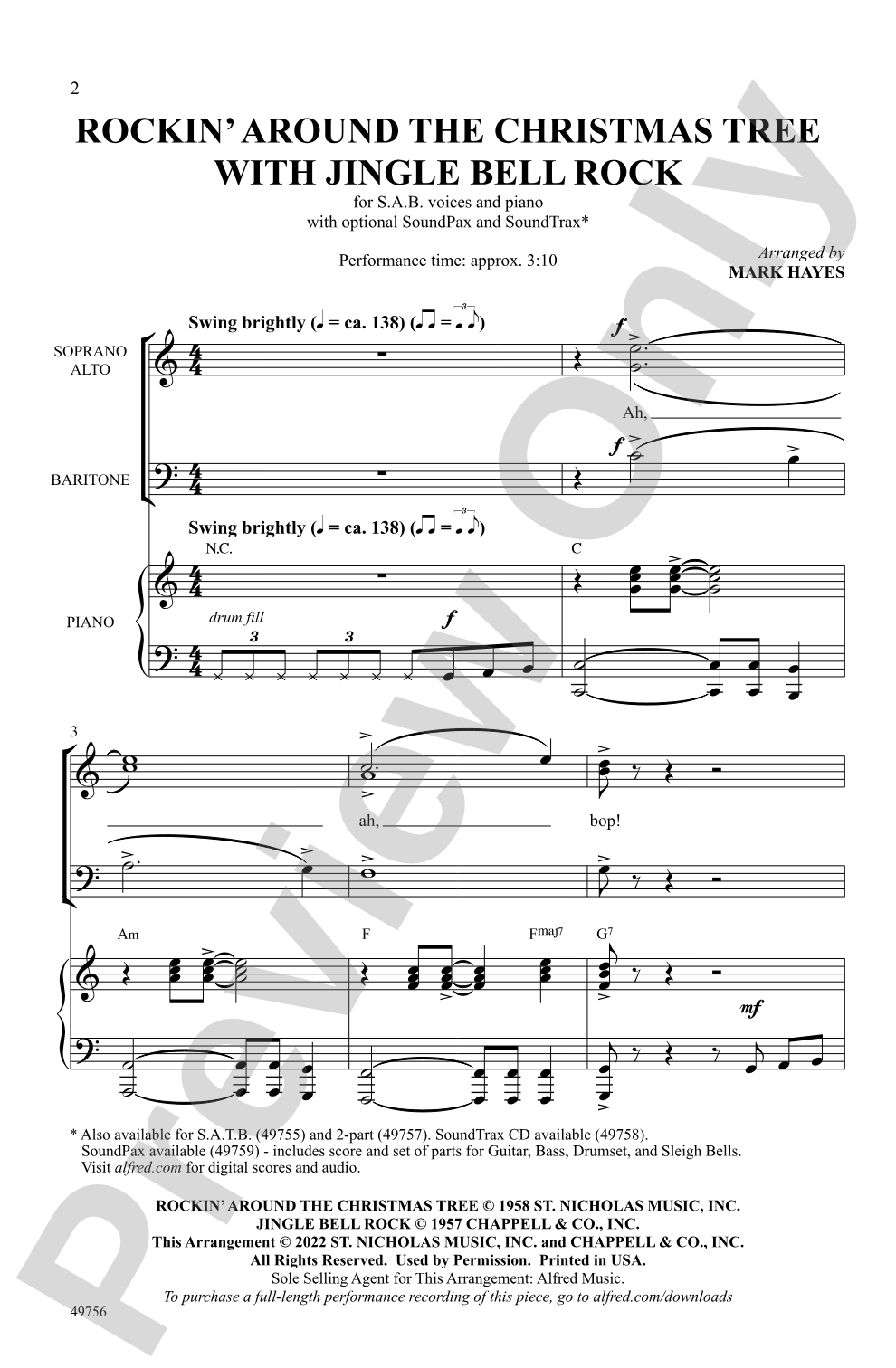 Rockin' Around the Christmas Tree with Jingle Bell Rock: SAB Choral Octavo