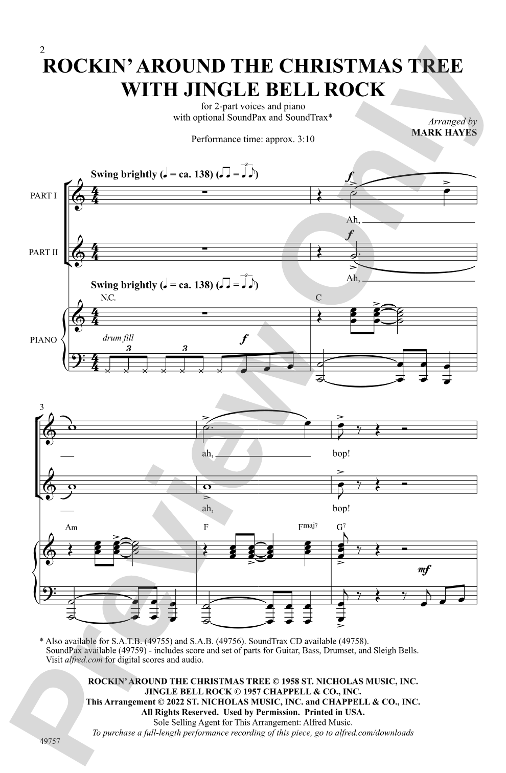 Rockin' Around the Christmas Tree with Jingle Bell Rock: 2-Part Choral Octavo