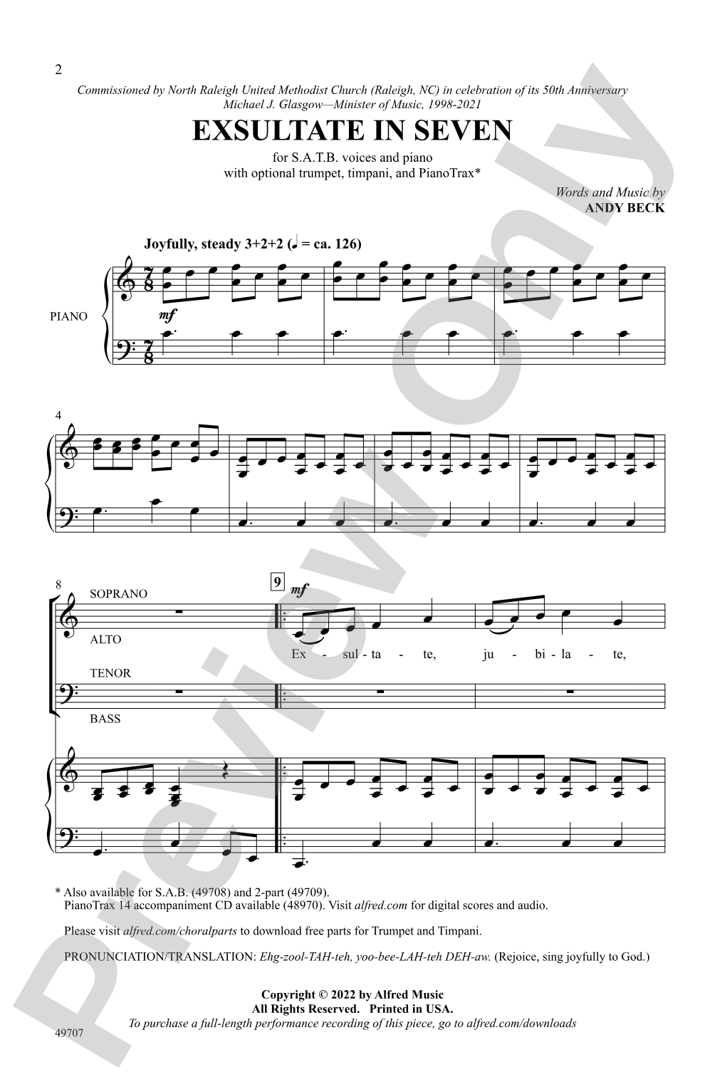 Exsultate in Seven: SATB Choral Octavo