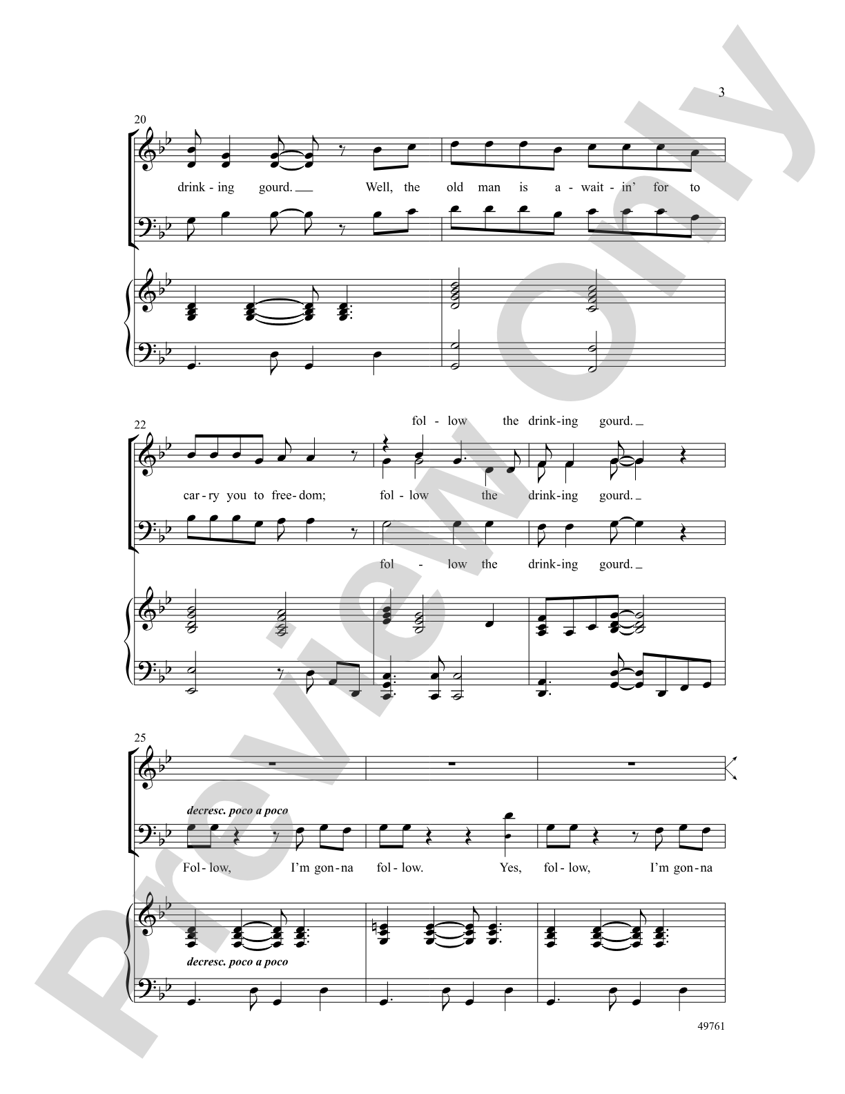 Follow the Drinking Gourd: 3-Part Mixed Choral Octavo