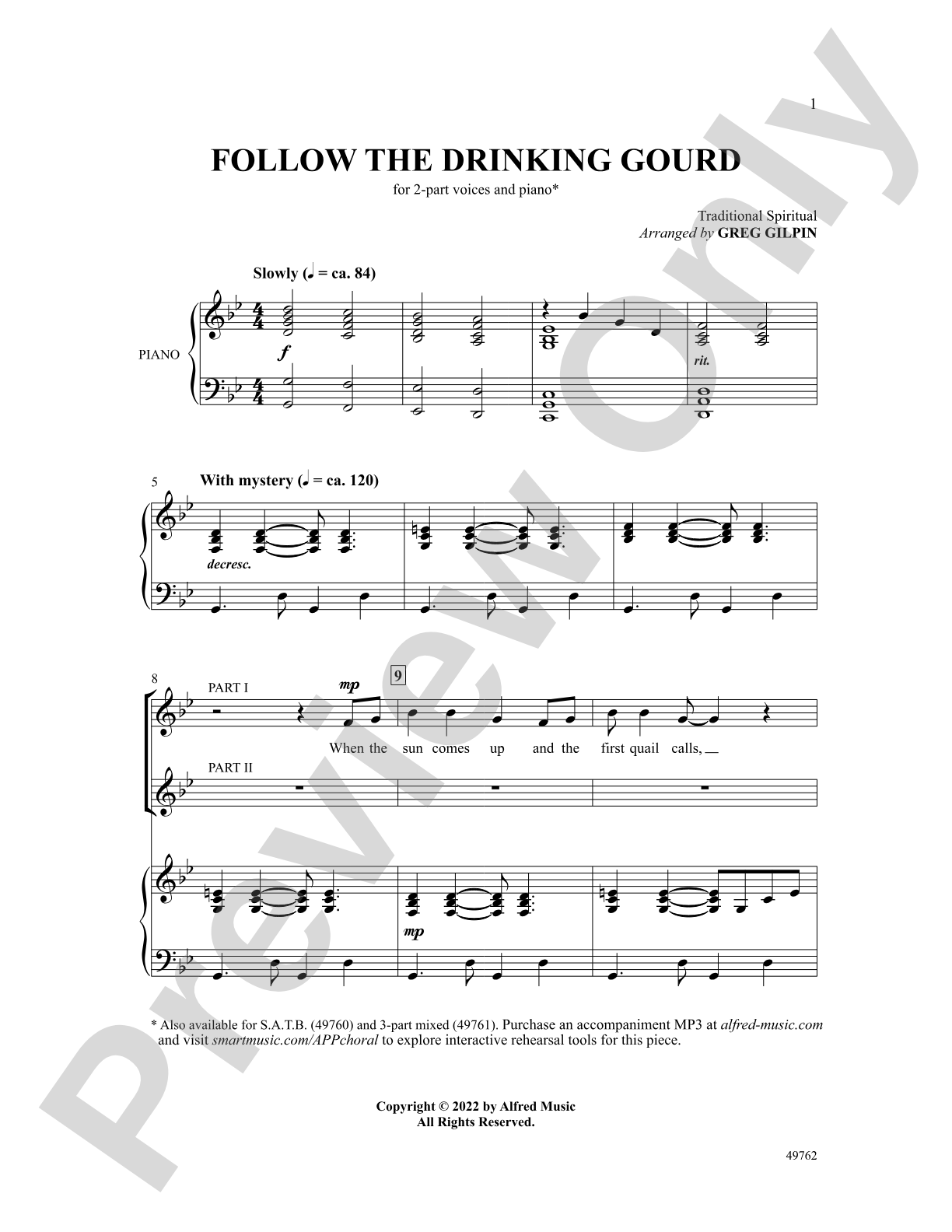 Follow the Drinking Gourd: 2-Part Choral Octavo