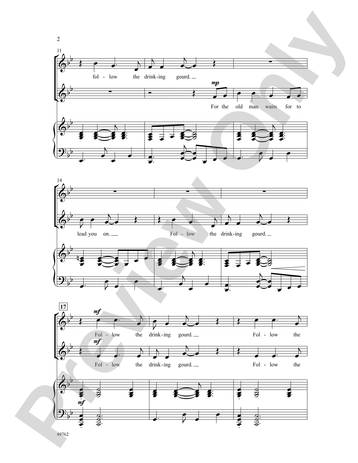 Follow the Drinking Gourd: 2-Part Choral Octavo