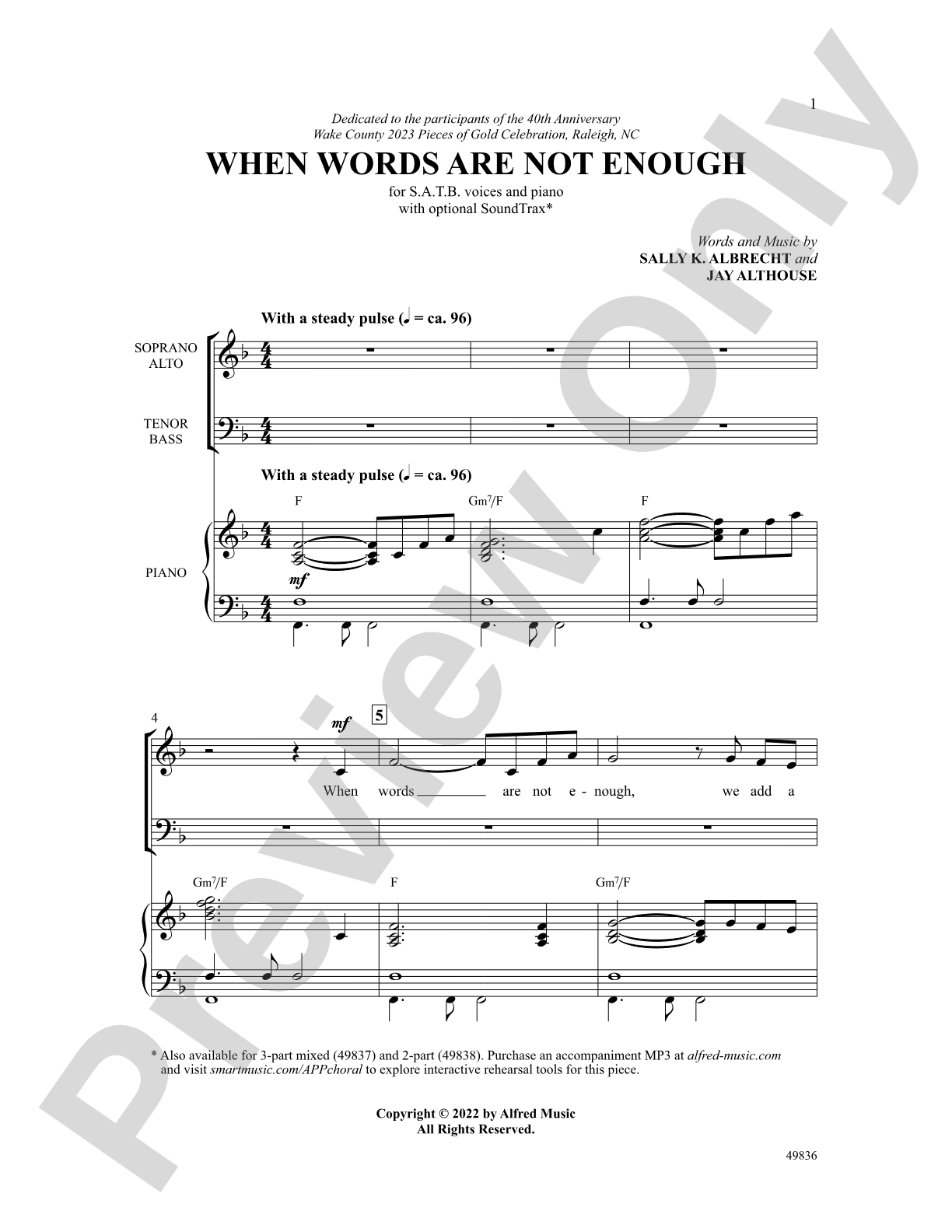 When Words Are Not Enough: SATB Choral Octavo