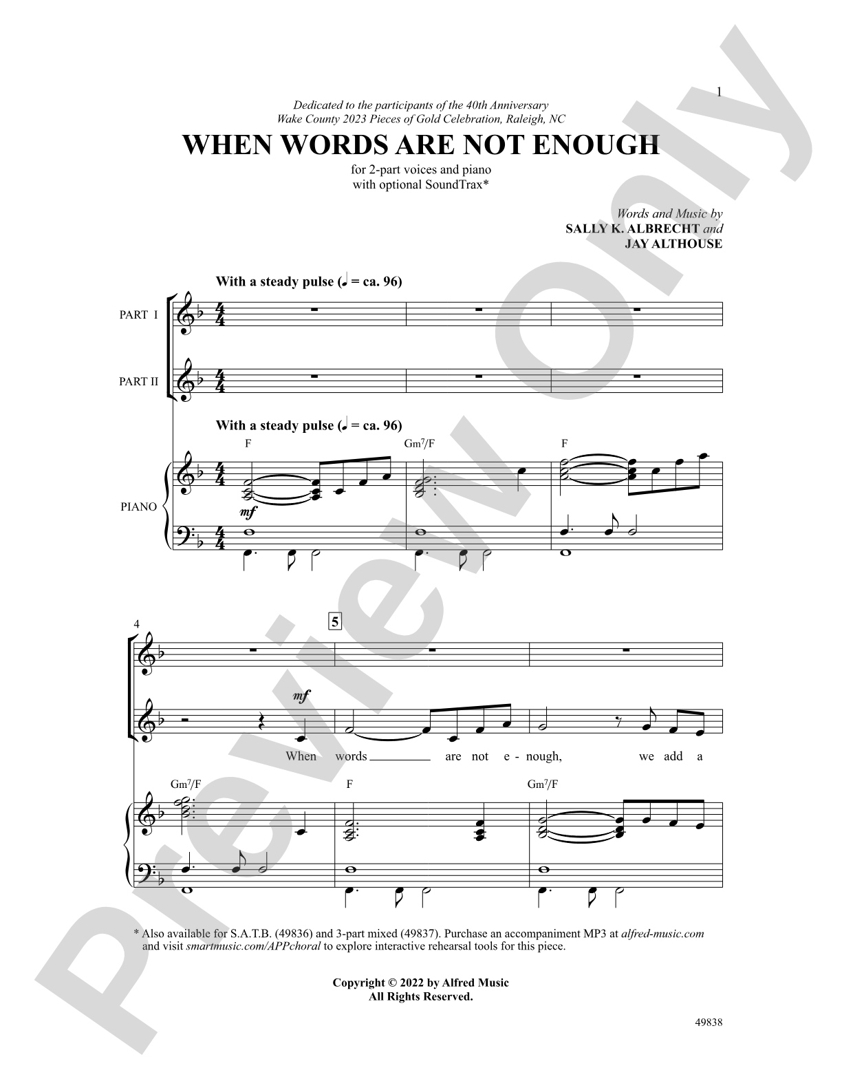 When Words Are Not Enough: 2-Part Choral Octavo
