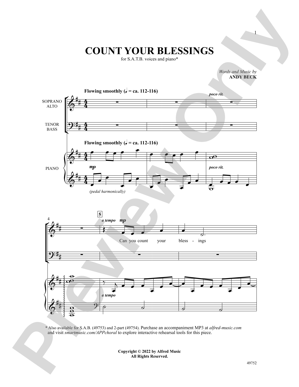 Count Your Blessings: SATB Choral Octavo