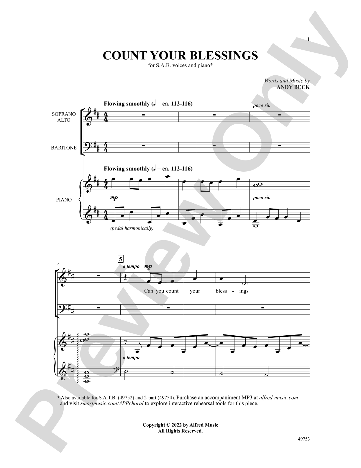 Count Your Blessings: SAB Choral Octavo
