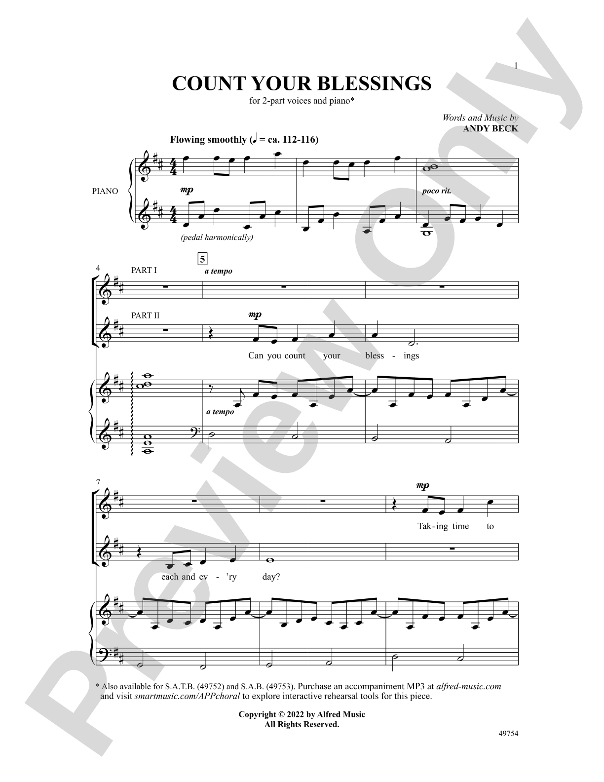 Count Your Blessings: 2-Part Choral Octavo