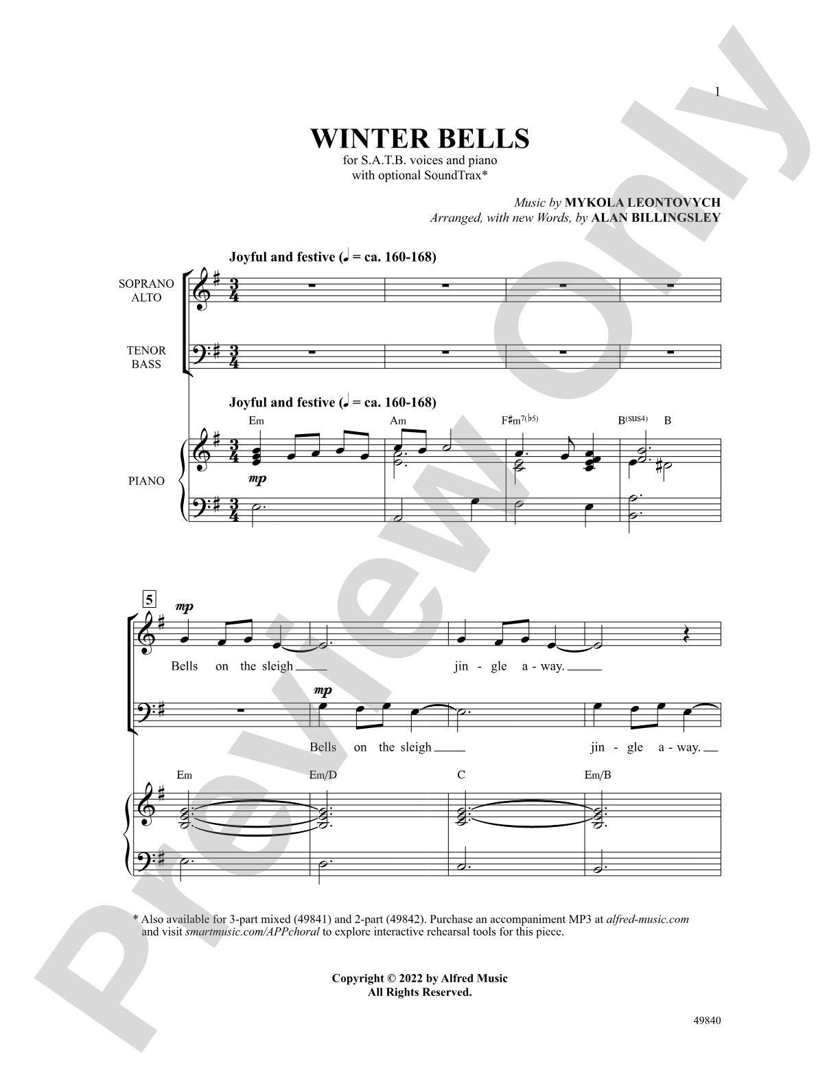 Winter Bells: SATB Choral Octavo
