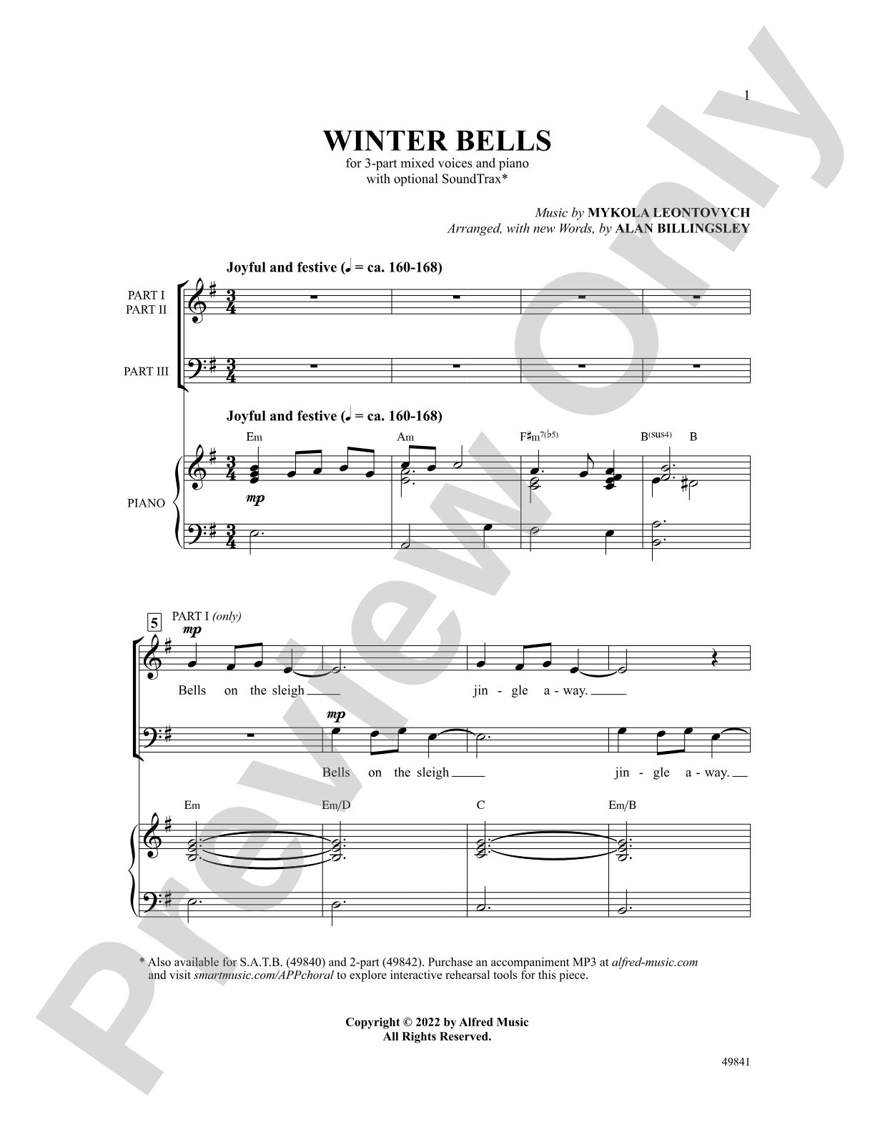 Winter Bells: 3-Part Mixed Choral Octavo