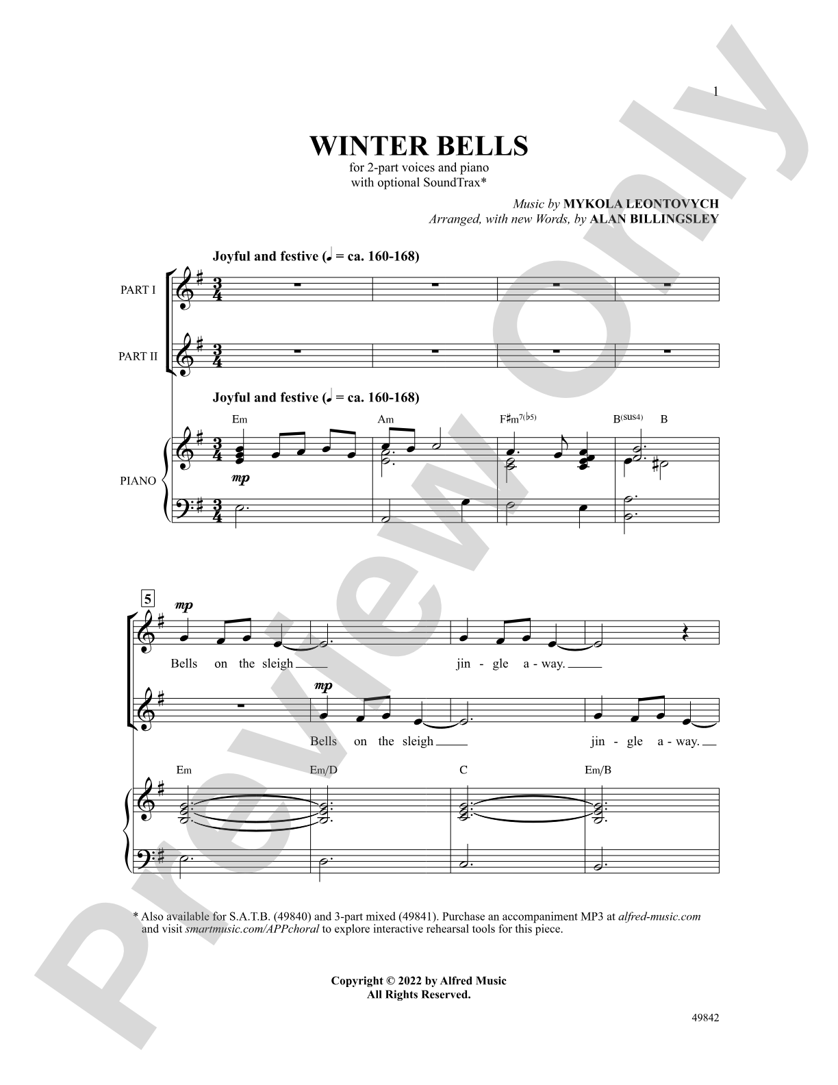 Winter Bells: 2-Part Choral Octavo