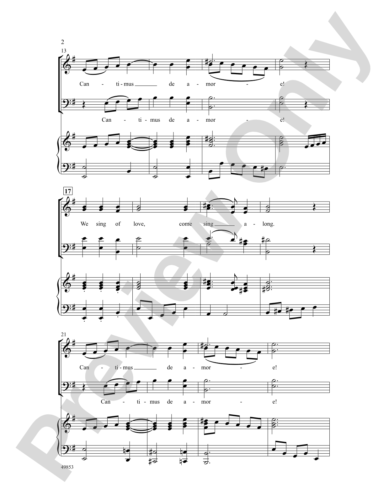 Cantimus de Amore: SATB Choral Octavo