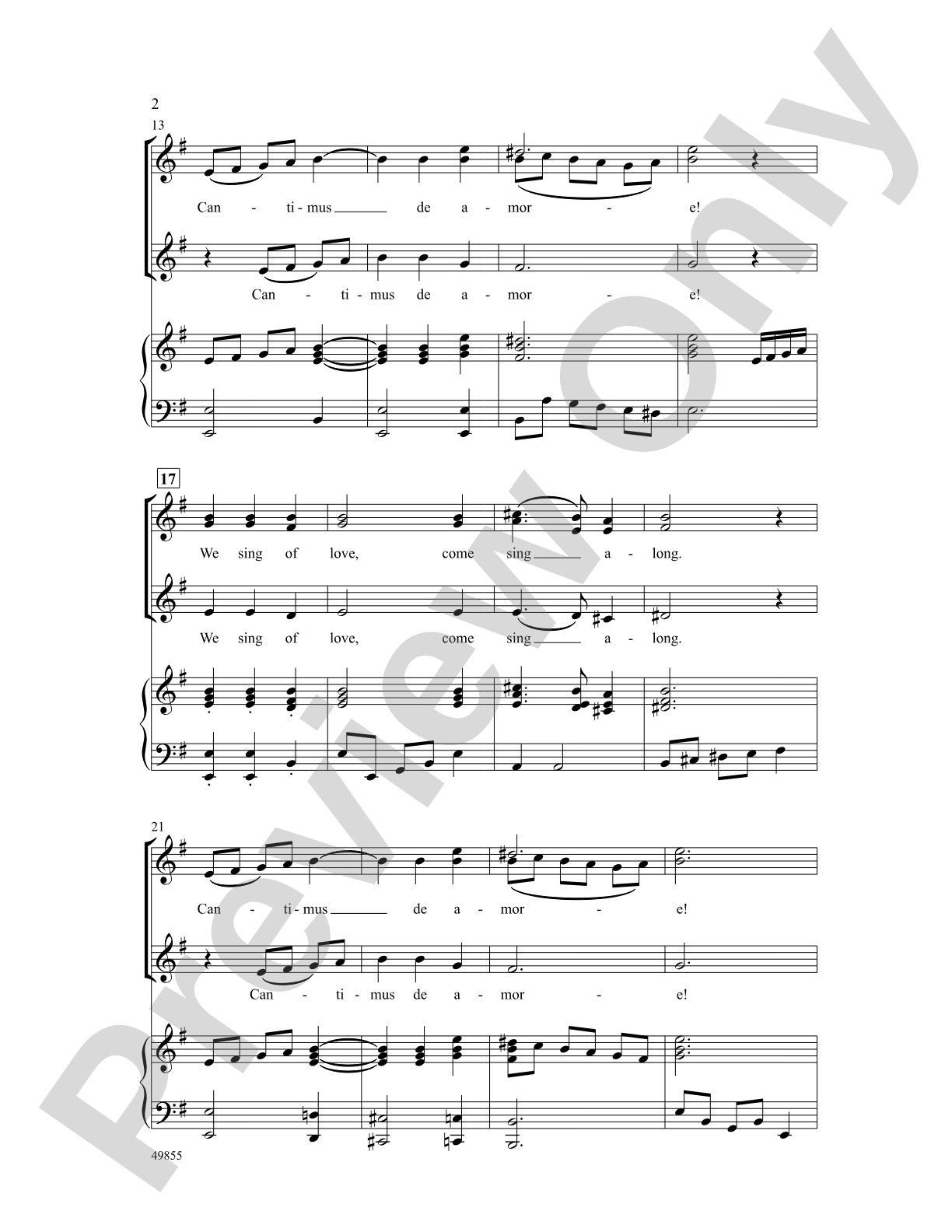 Cantimus de Amore: SSA Choral Octavo