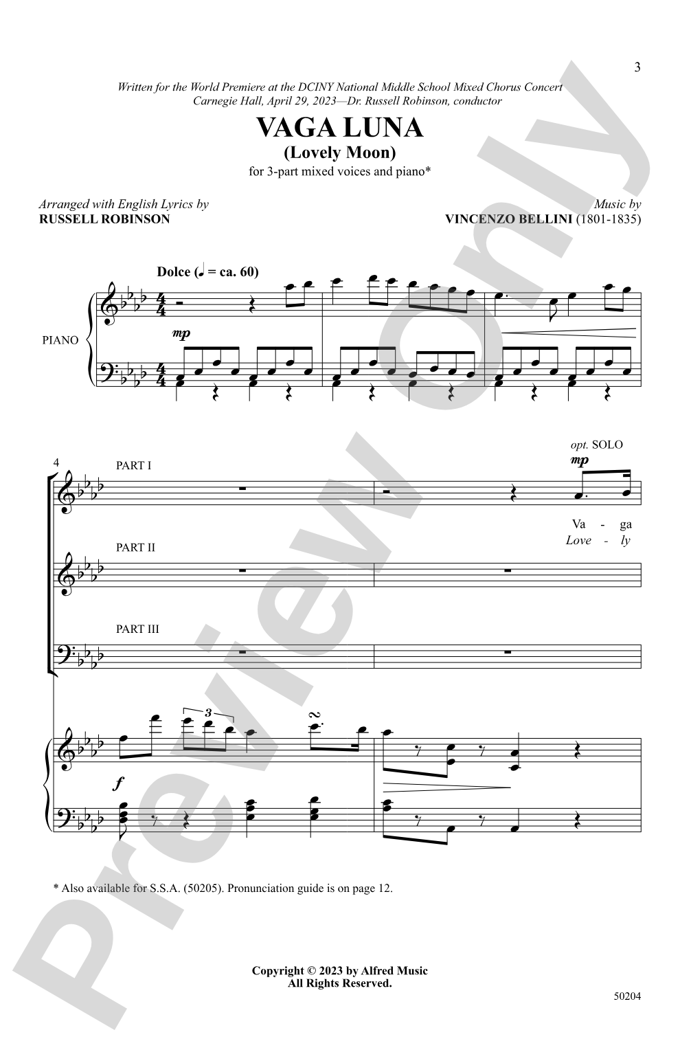 Vaga Luna: 3-Part Mixed Choral Octavo