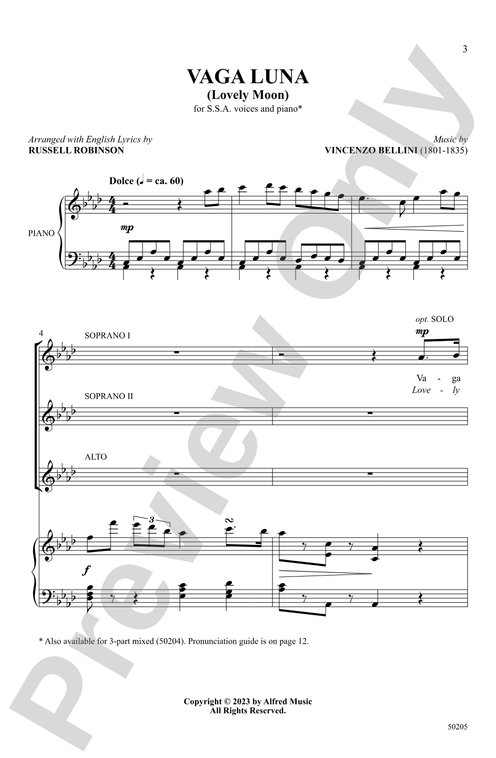 Vaga Luna: SSA Choral Octavo