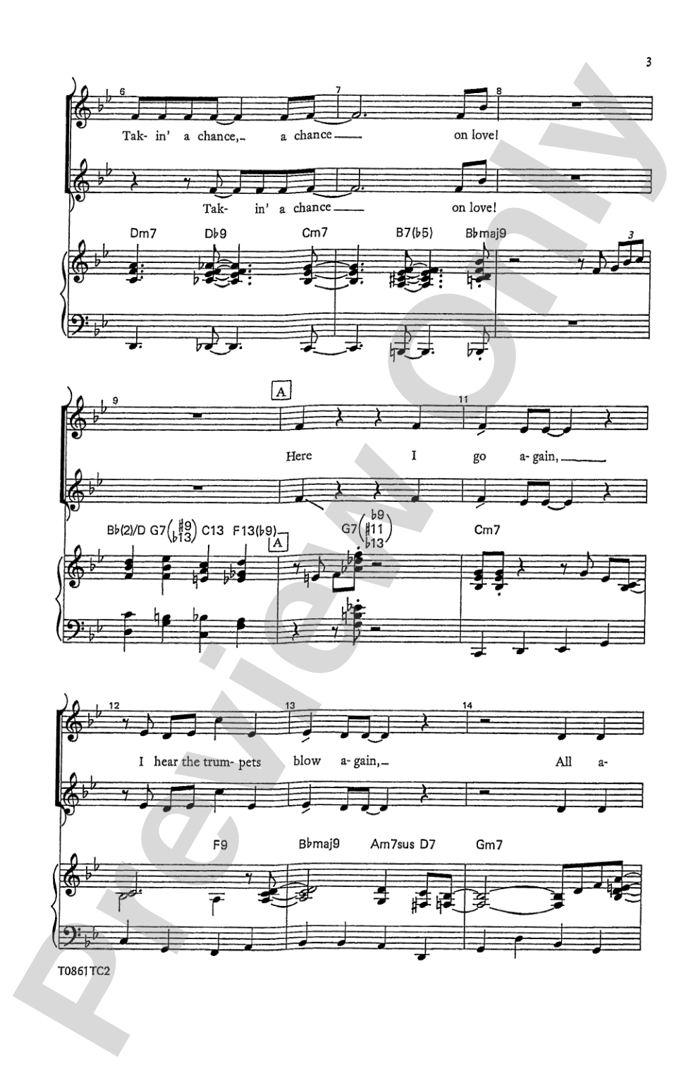 Taking a Chance on Love: SSA Choral Octavo