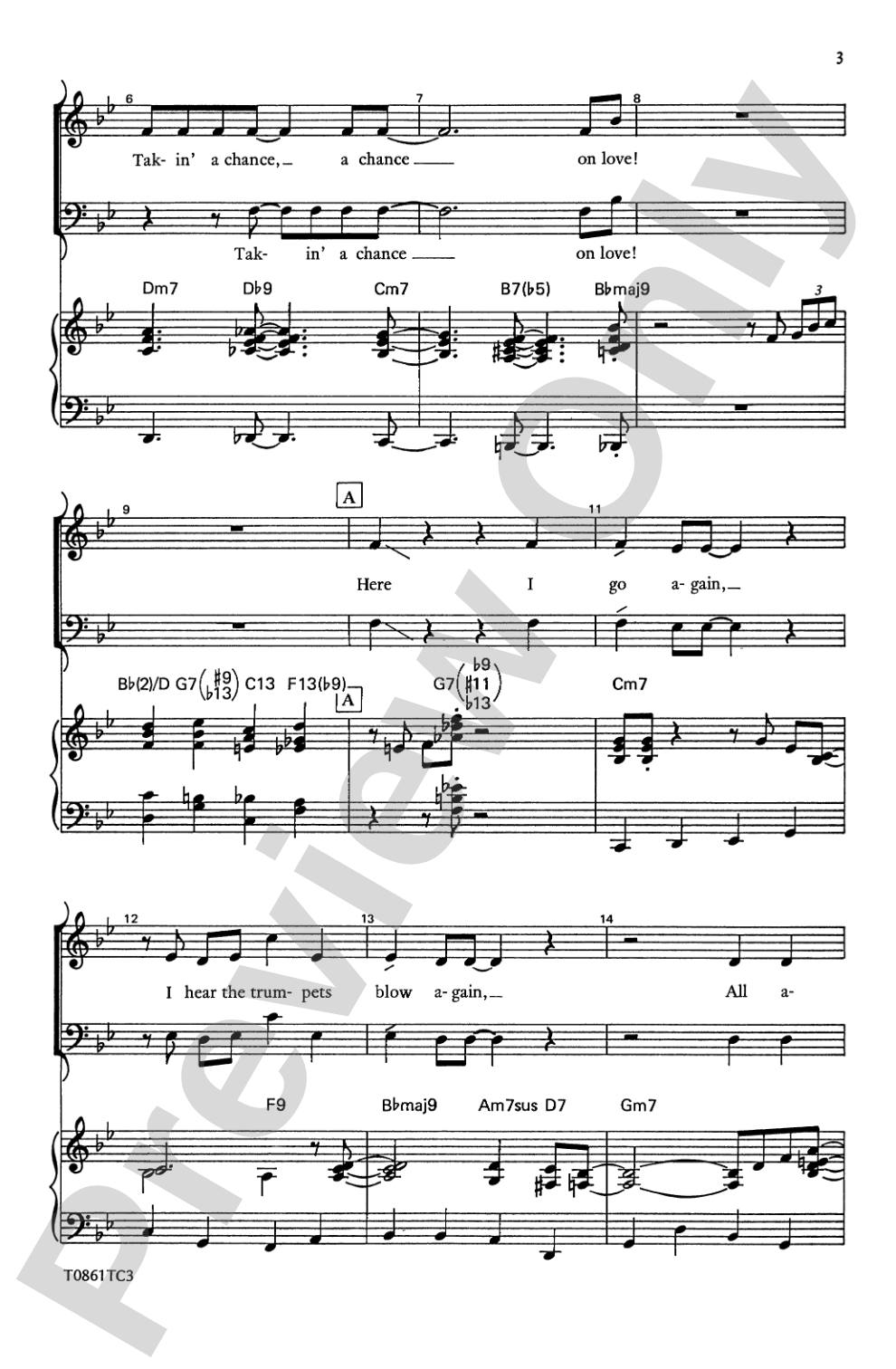 Taking a Chance on Love: SAB Choral Octavo