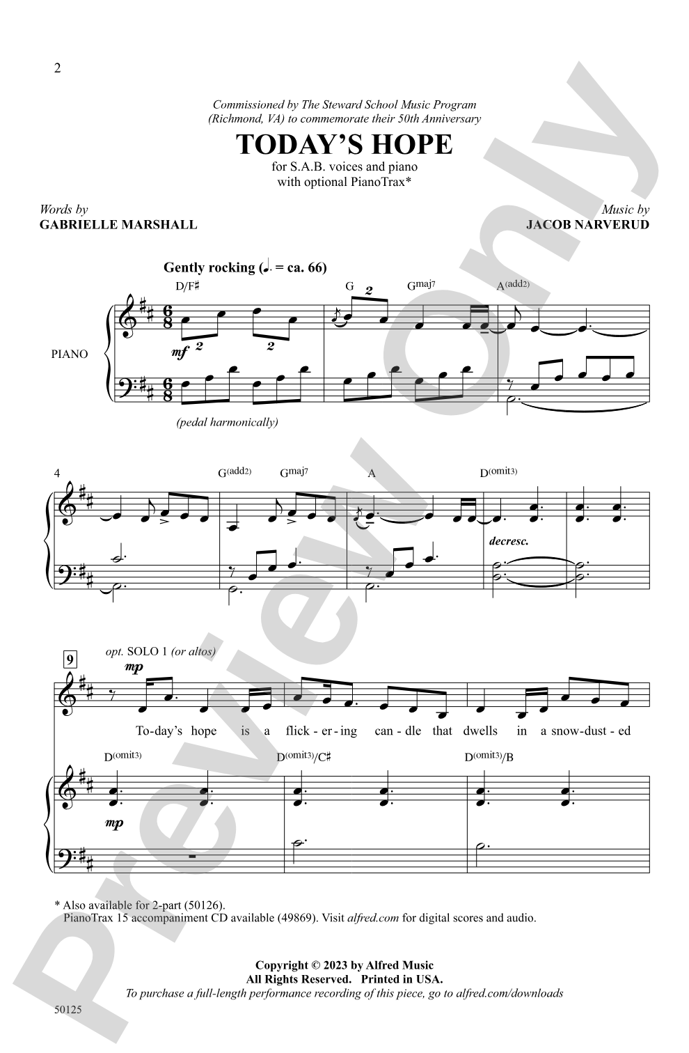 Today's Hope: SAB Choral Octavo