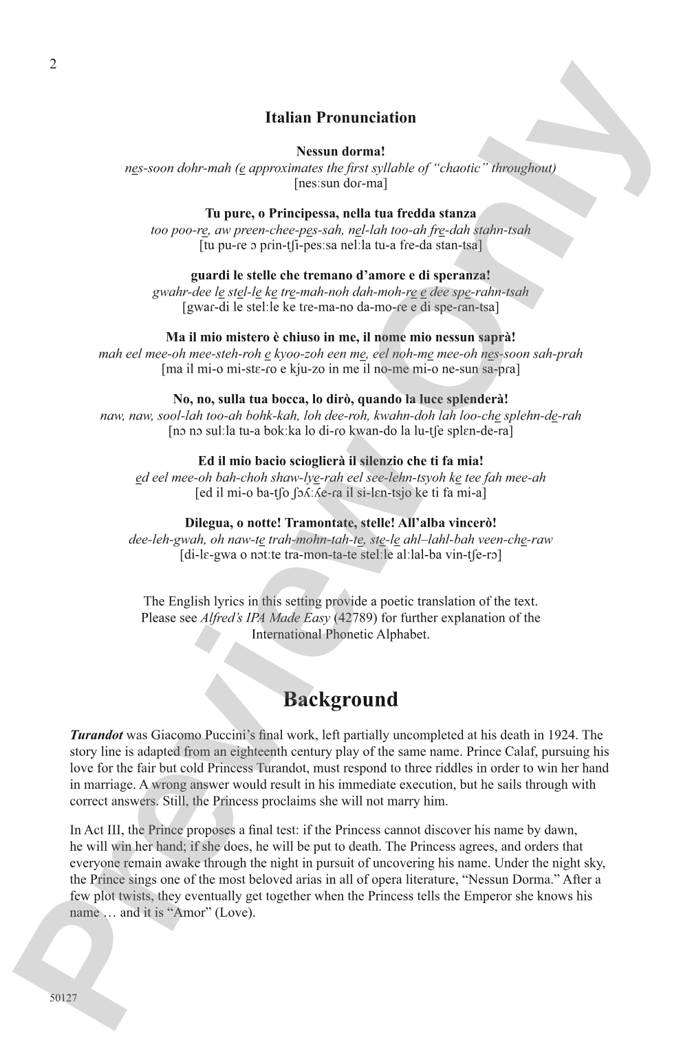 Nessun Dorma: TBB Choral Octavo