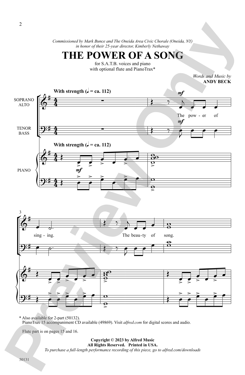 The Power of a Song: SATB Choral Octavo