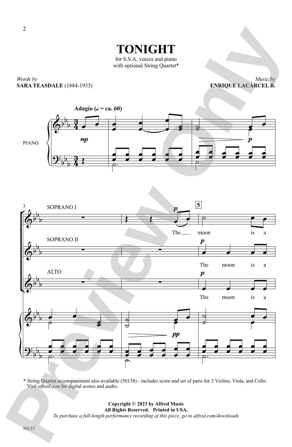 Tonight: SSA Choral Octavo