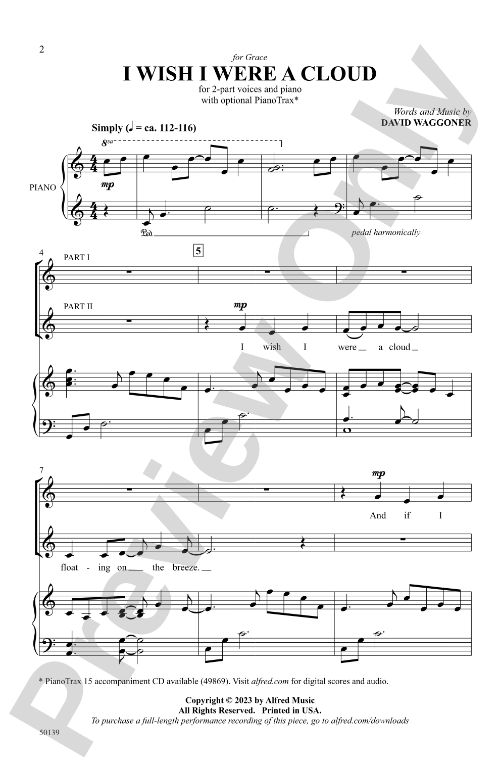 I Wish I Were a Cloud: 2-Part Choral Octavo