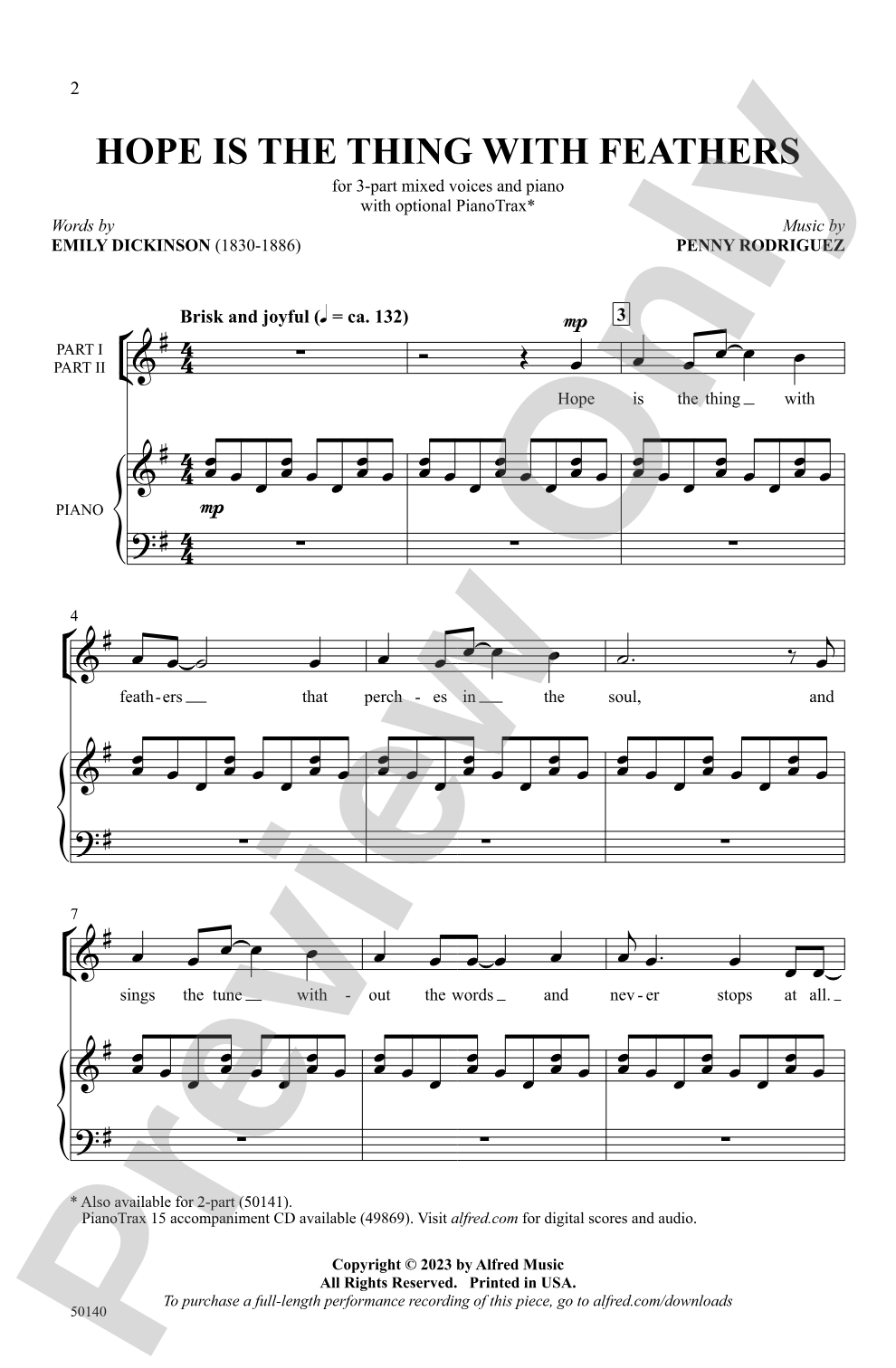 Hope Is the Thing with Feathers: 3-Part Mixed Choral Octavo