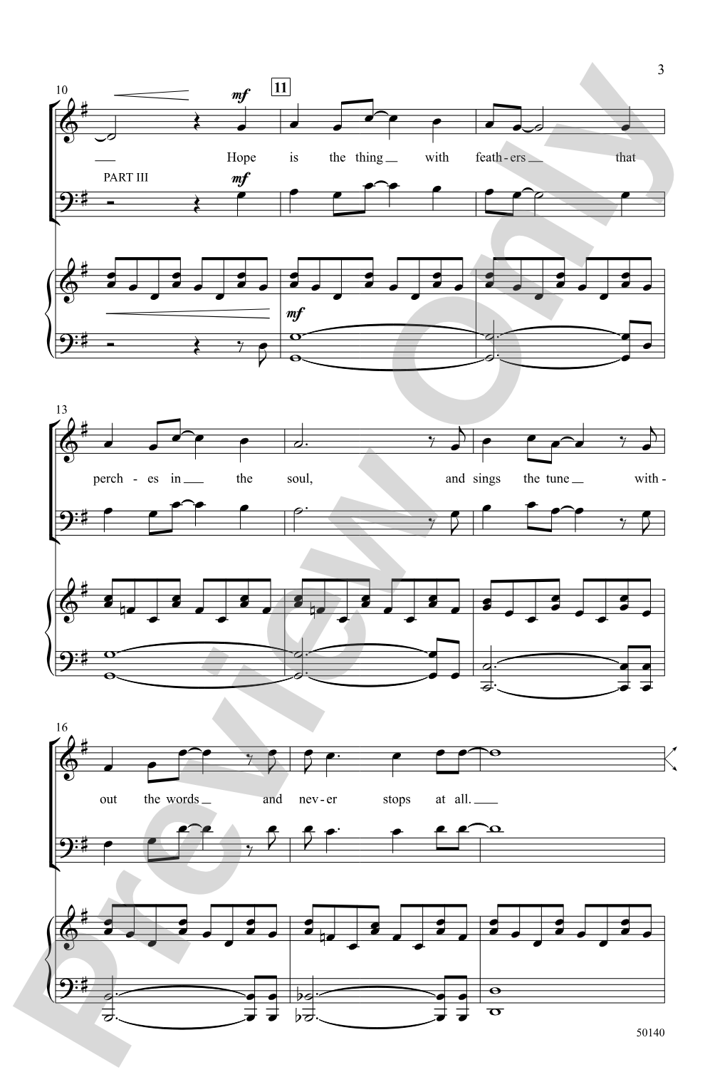 Hope Is the Thing with Feathers: 3-Part Mixed Choral Octavo