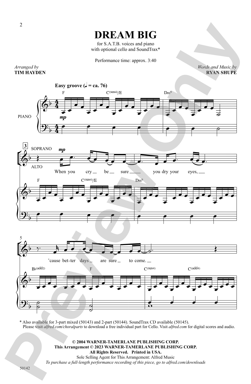 Dream Big: SATB Choral Octavo