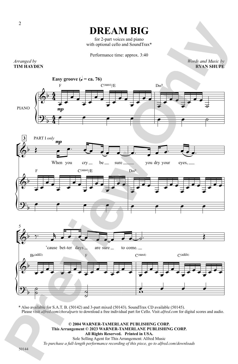 Dream Big: 2-Part Choral Octavo