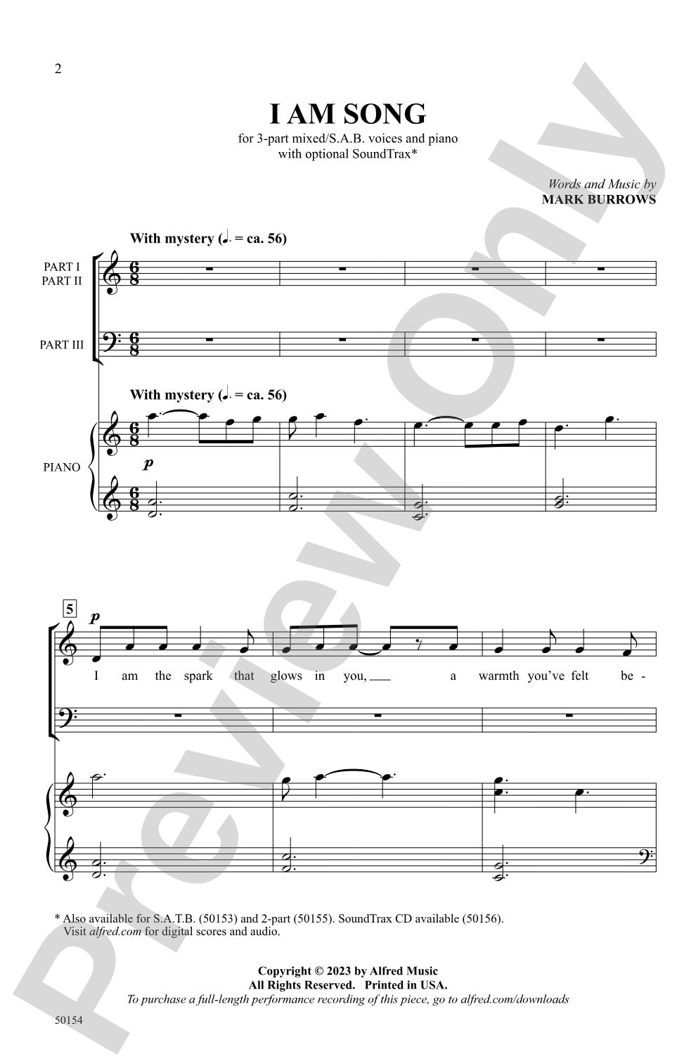 I Am Song: 3-Part Mixed / SAB Choral Octavo