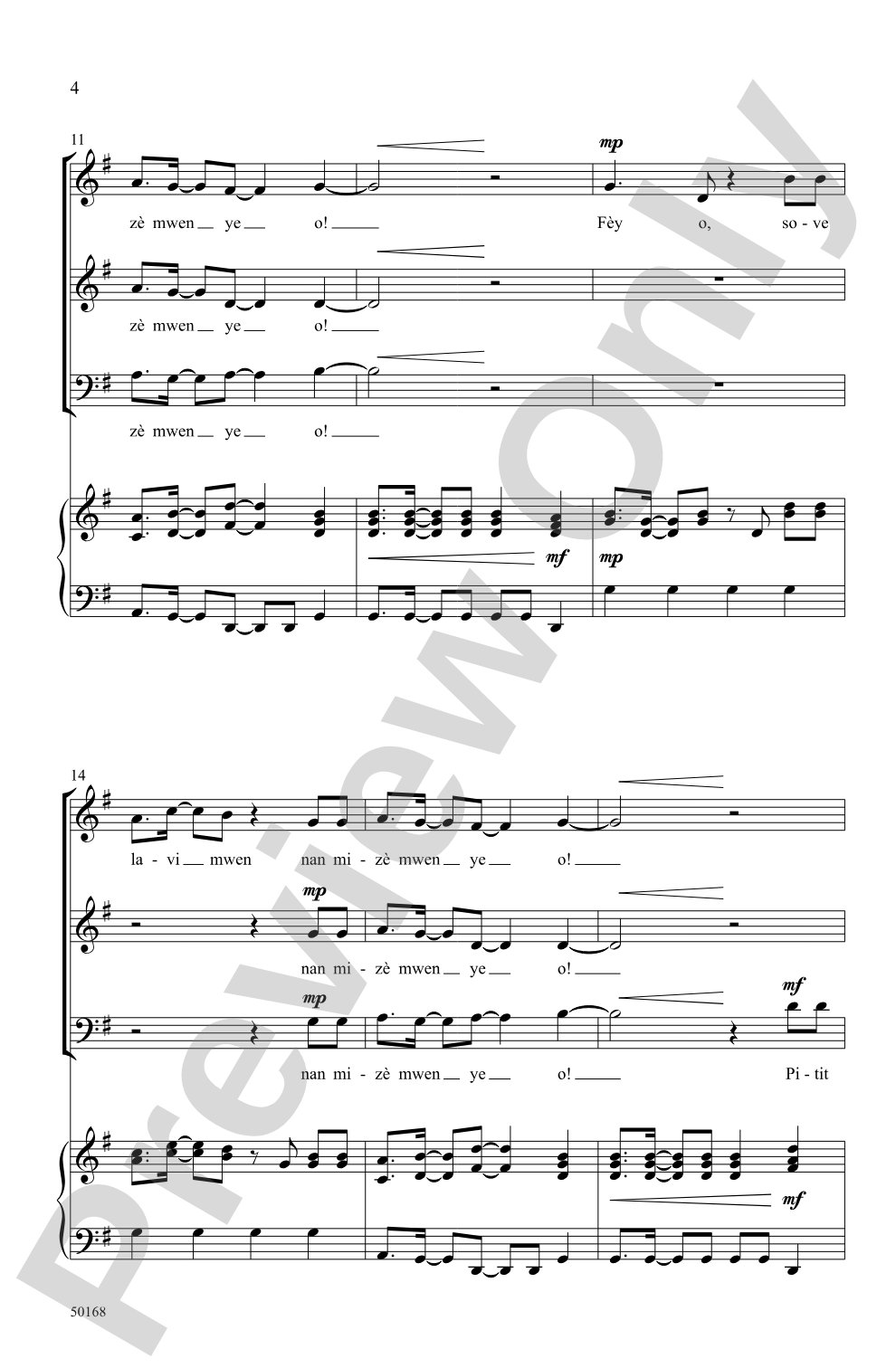 Fèy O!: 3-Part Mixed Choral Octavo