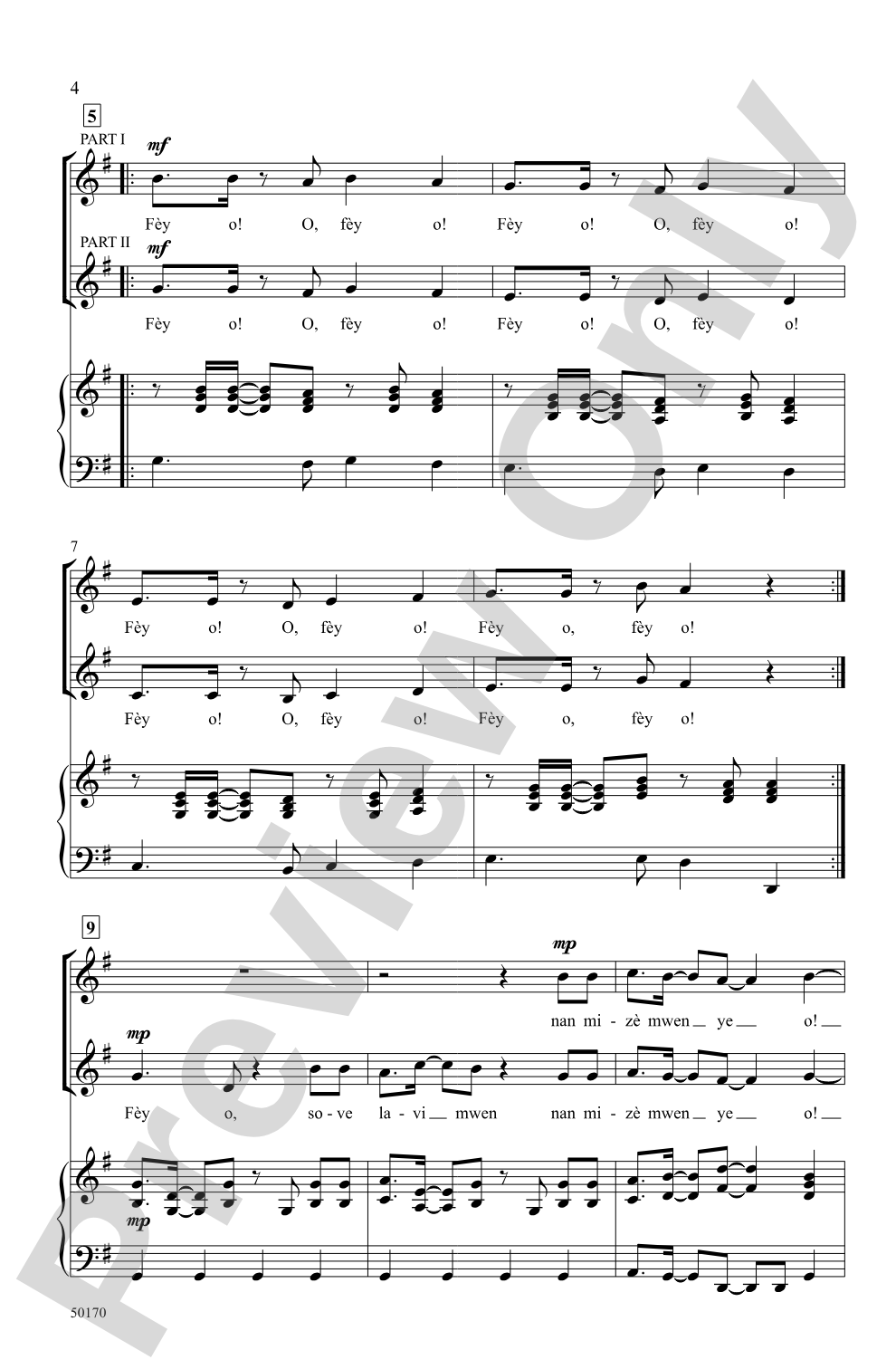 Fèy O!: 2-Part Choral Octavo
