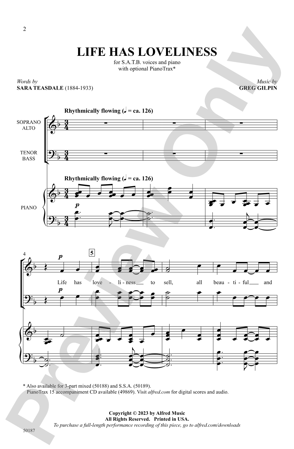 Life Has Loveliness: SATB Choral Octavo