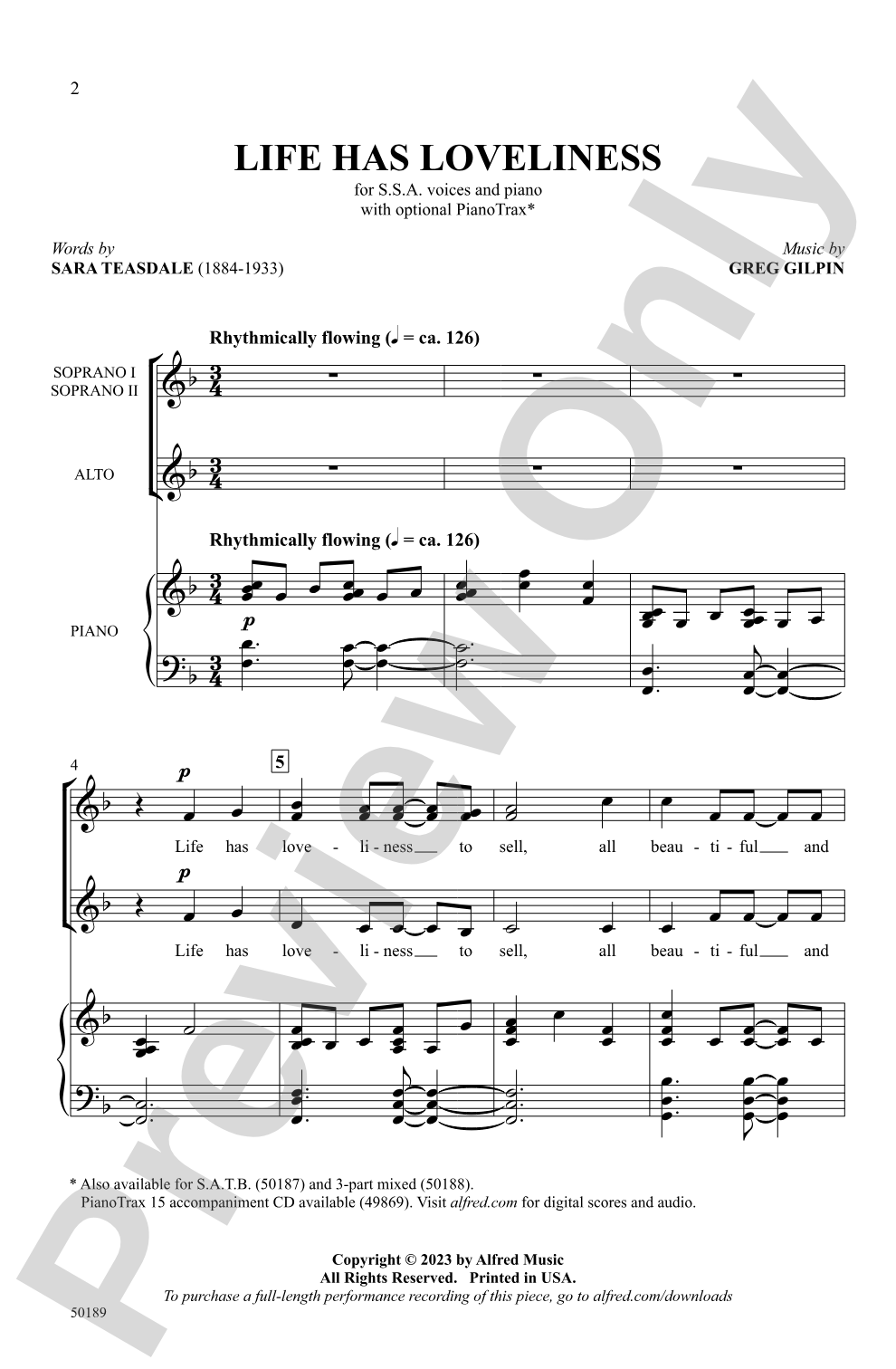 Life Has Loveliness: SSA Choral Octavo