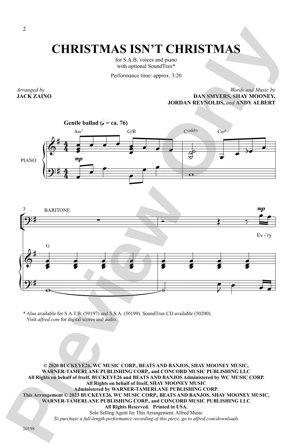 Christmas Isn't Christmas: SAB Choral Octavo