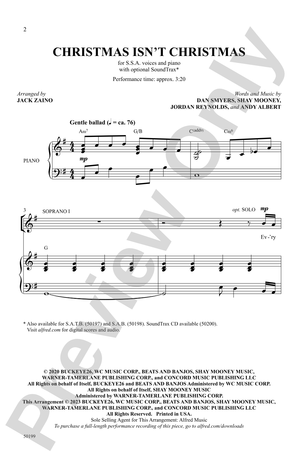 Christmas Isn't Christmas: SSA Choral Octavo